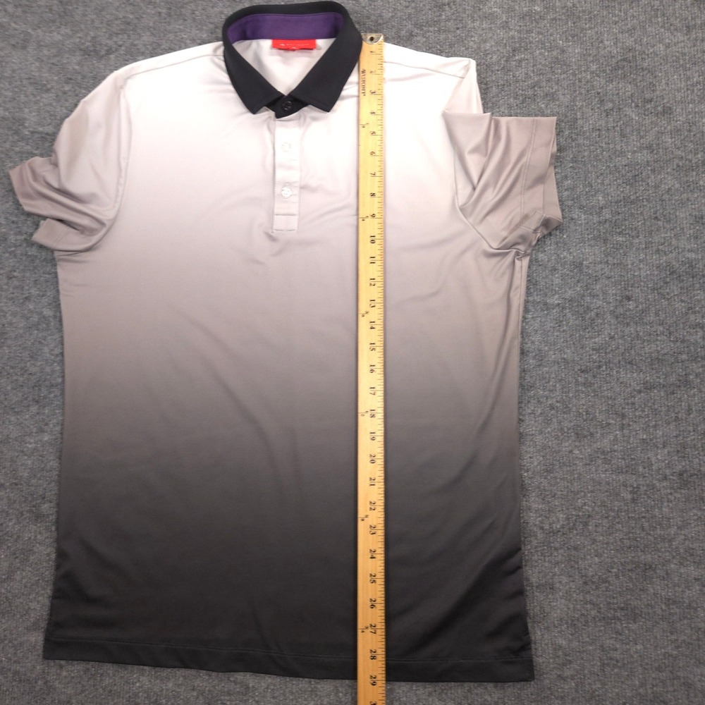 Redvanly Devon Polo Shirt Mens Medium Gray Tuxedo Ombre Performance Golf Preppy - Picture 4 of 7